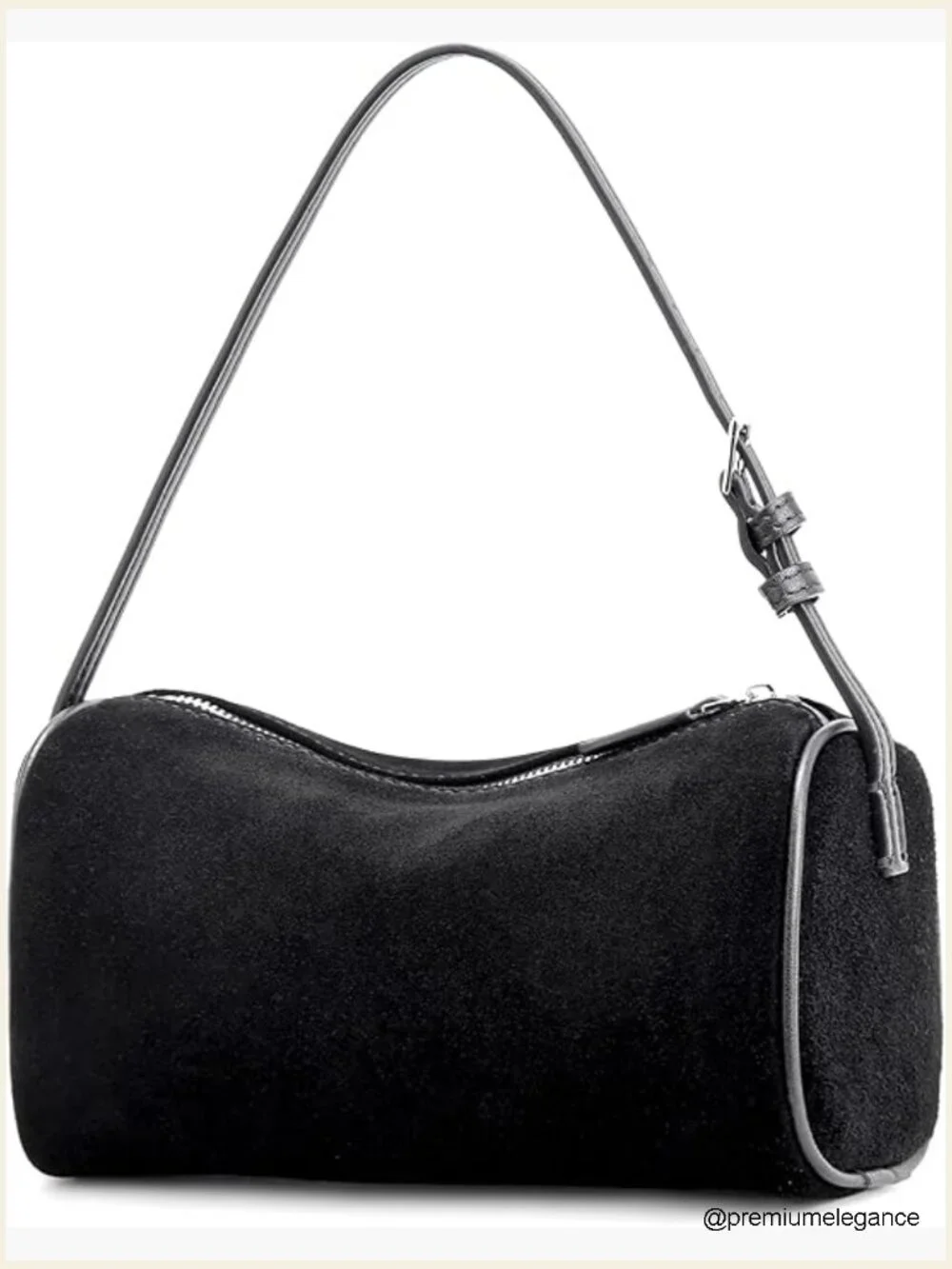 Suede Leather Crossbody Hobo Bag - Small Barrel Purse Women